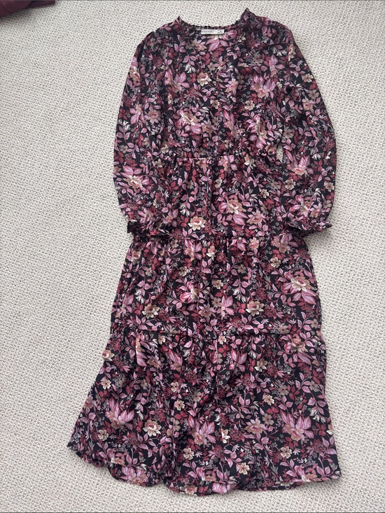 Black Tape_ Dresses & Skirts - Black Tape_ Pink & Black Floral Midi Dress